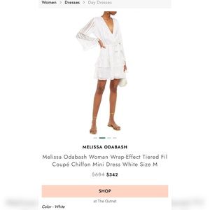 ❌SOLD❌ Melissa Odabash - Wrap-Effect tiered metallic stripe chiffon mini dress